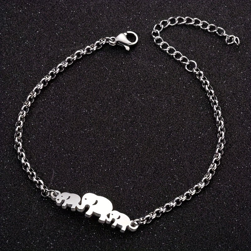 Dainty Elephant Family Bracelet