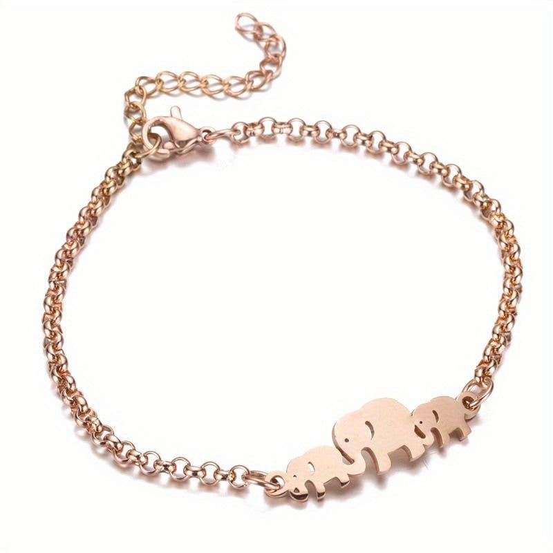 Dainty Elephant Family Bracelet