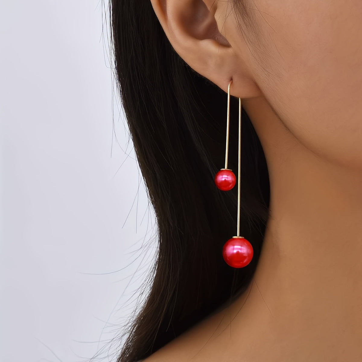Elegant Minimalist Double Pearl Drop Earrings