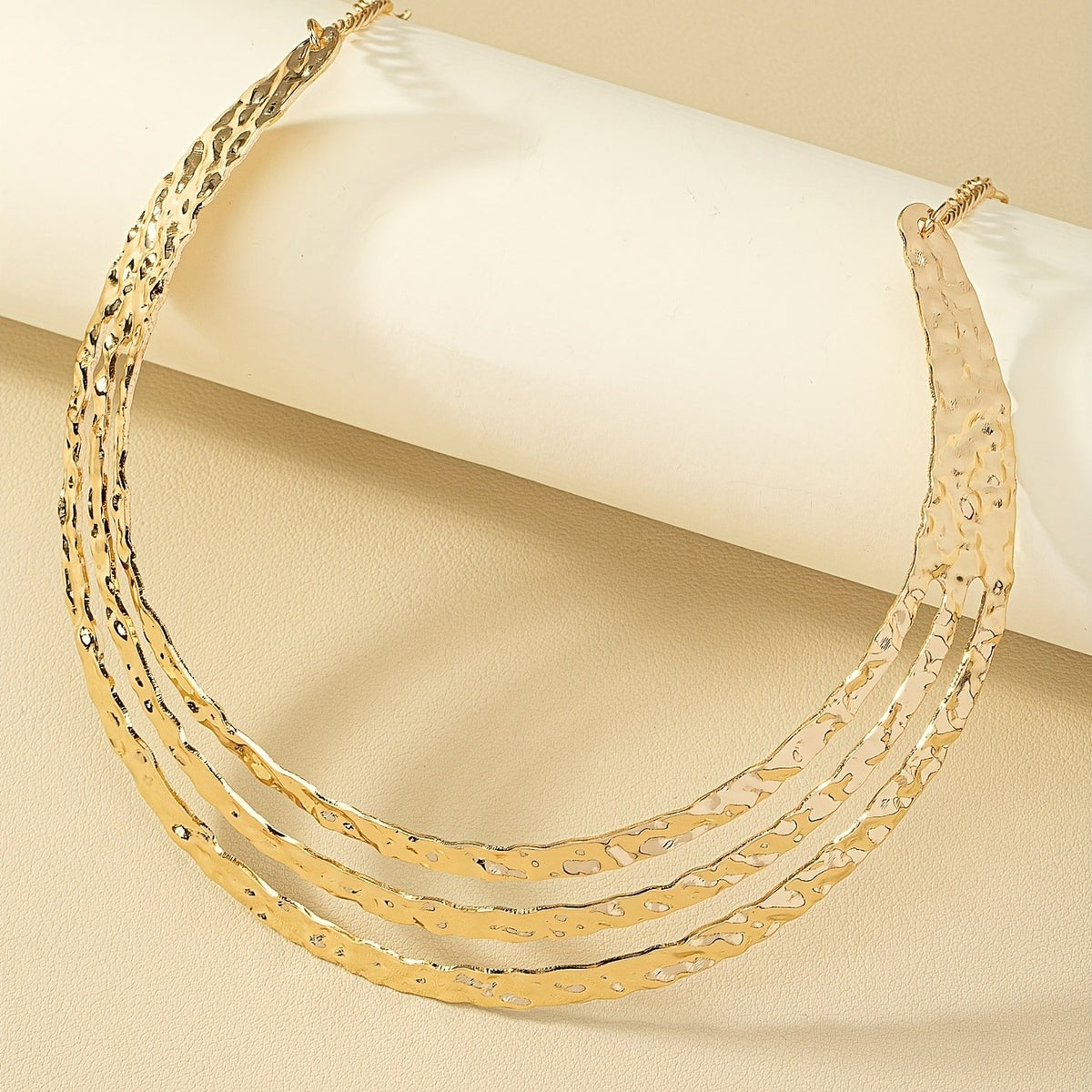 14k Classy Hammered Collar Necklace