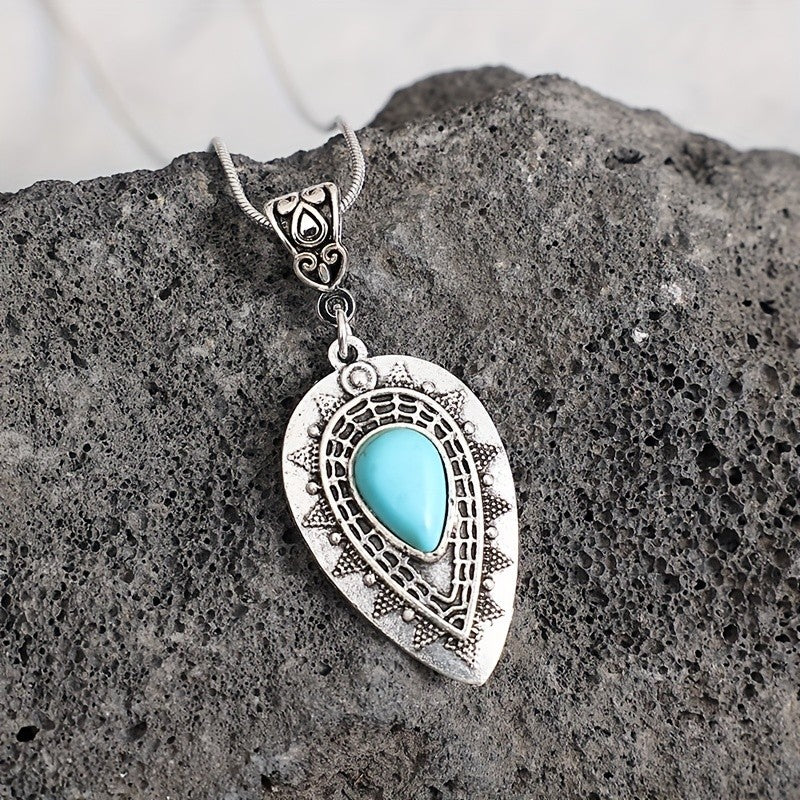 Vintage Boho Turquoise Drop Necklace