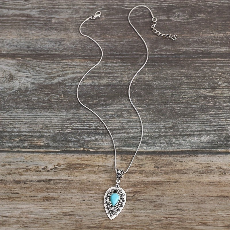 Vintage Boho Turquoise Drop Necklace