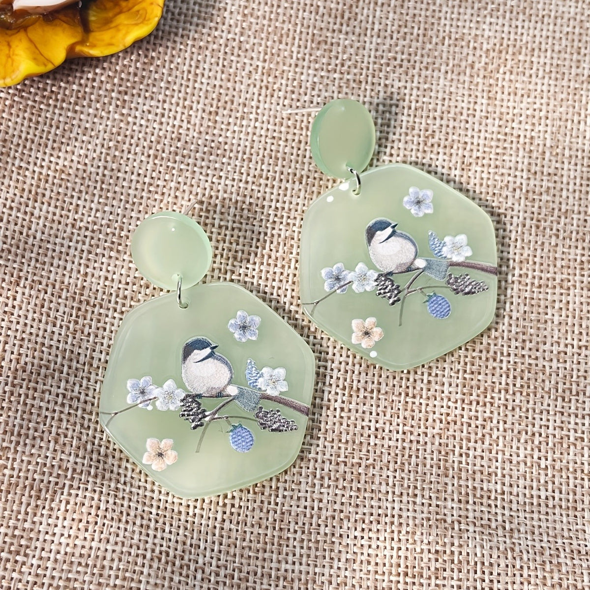 Dainty Bird Floral Acrylic Earrings