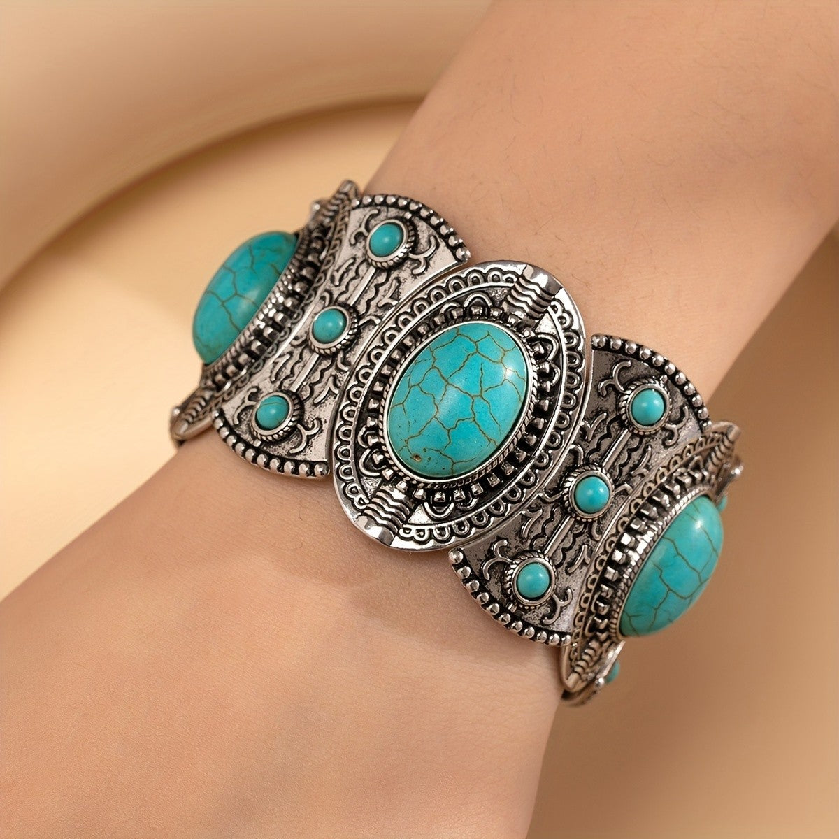 Vintage Boho Turquoise Cuff Bracelet