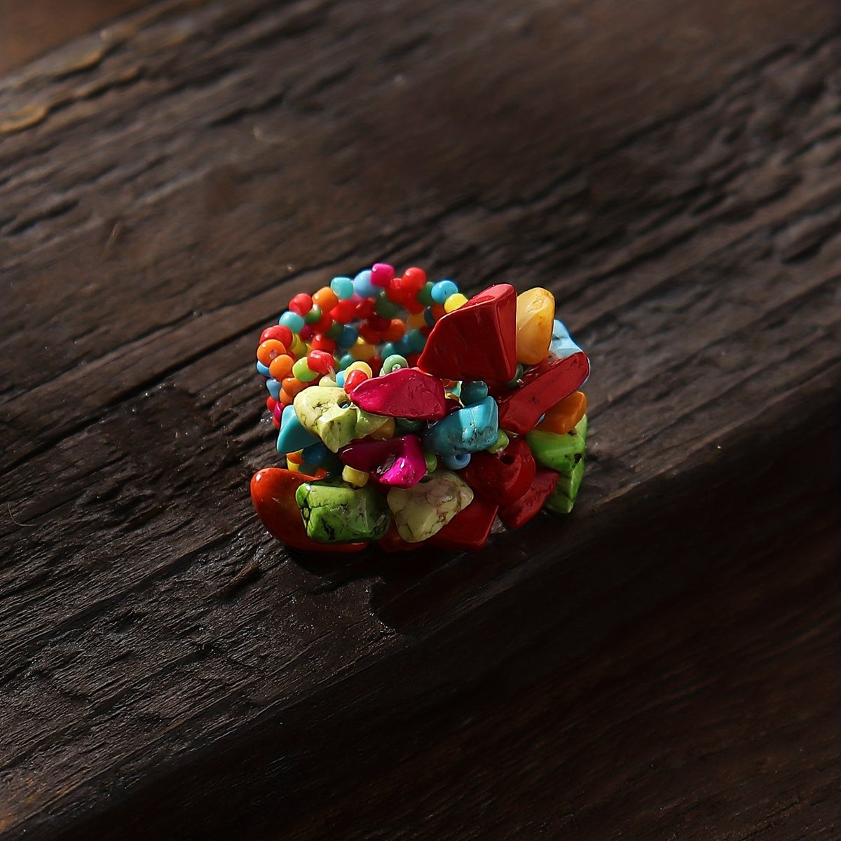 Boho Colorful Mosaic Statement Ring