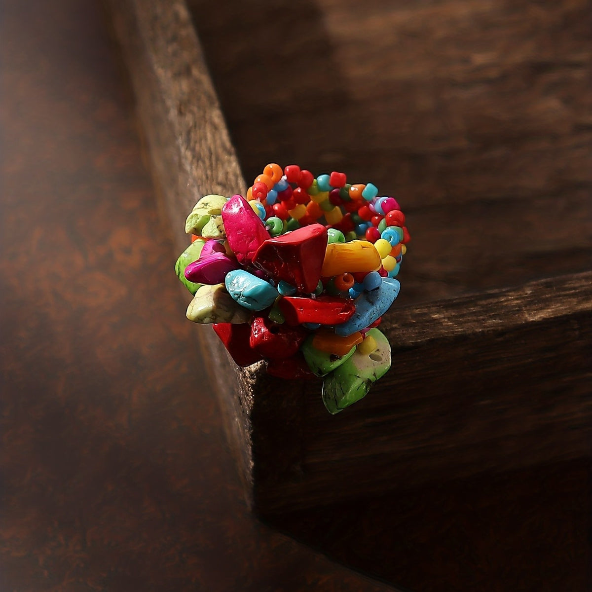 Boho Colorful Mosaic Statement Ring