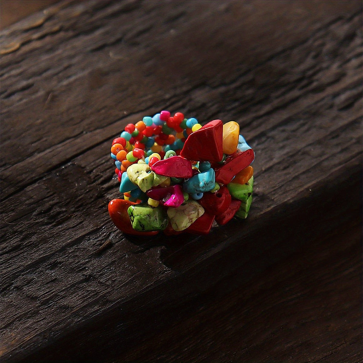 Boho Colorful Mosaic Statement Ring