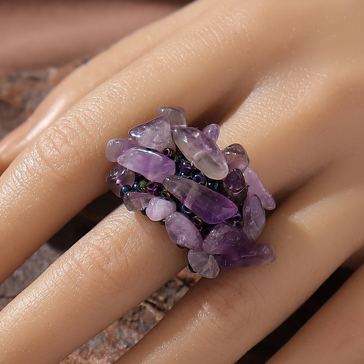 Boho Colorful Mosaic Statement Ring