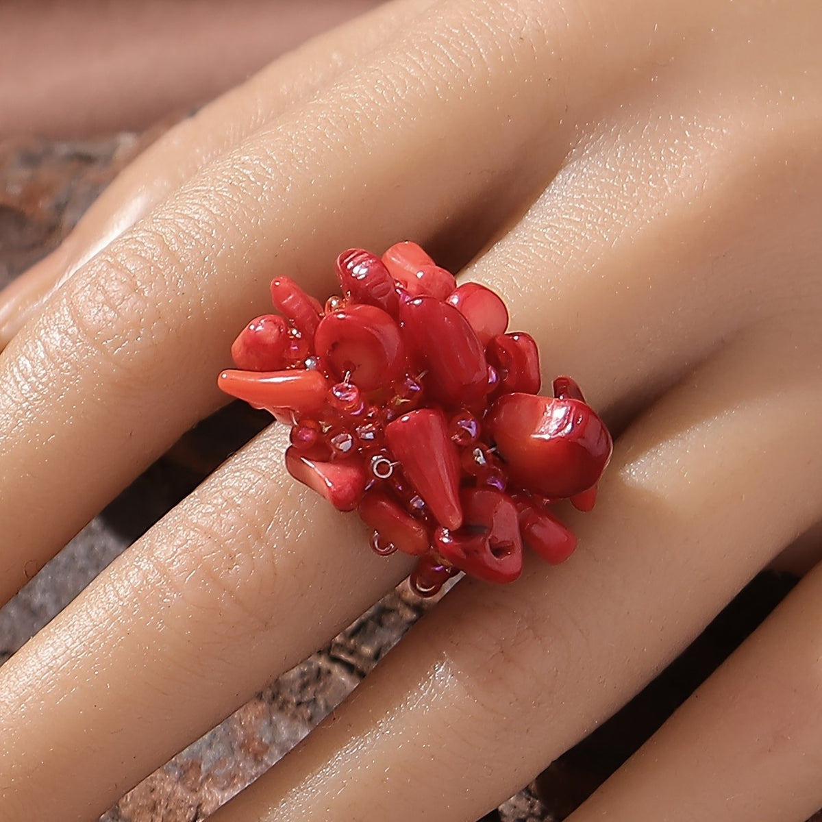 Boho Colorful Mosaic Statement Ring