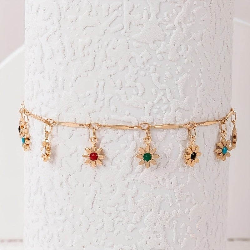 Dainty Colorful Flower Anklet