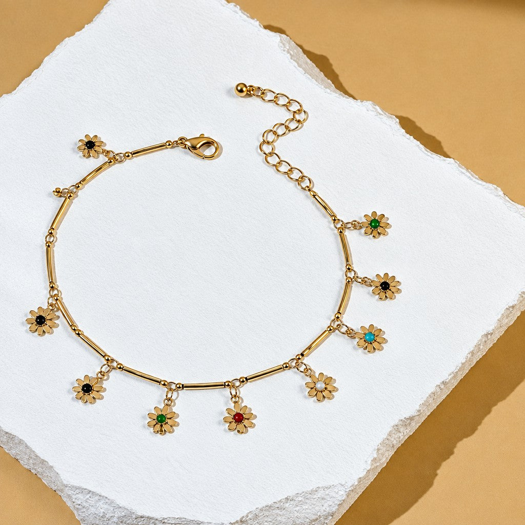 Dainty Colorful Flower Anklet