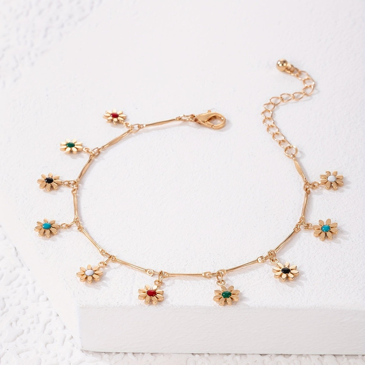 Dainty Colorful Flower Anklet