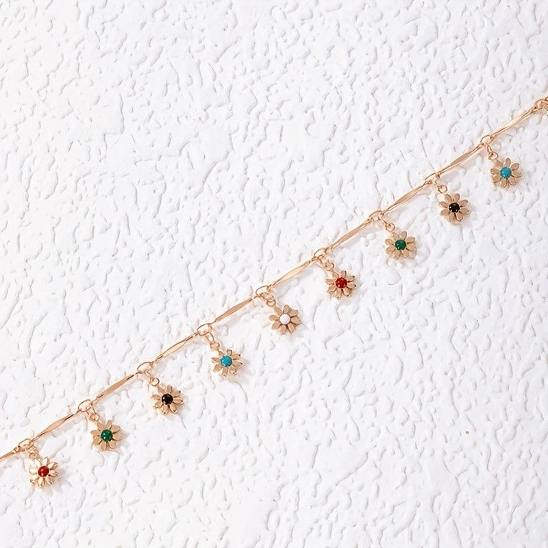 Dainty Colorful Flower Anklet