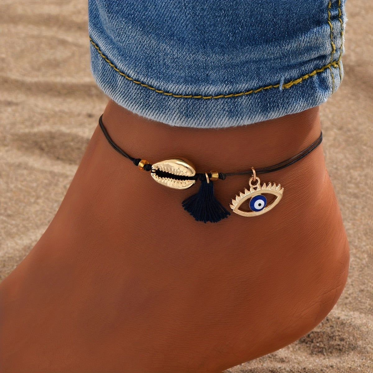 Boho Shell & Evil Eye Anklet