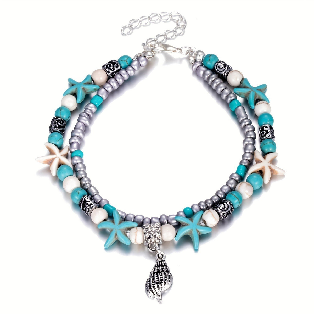 Boho Starfish Shell Anklet Set
