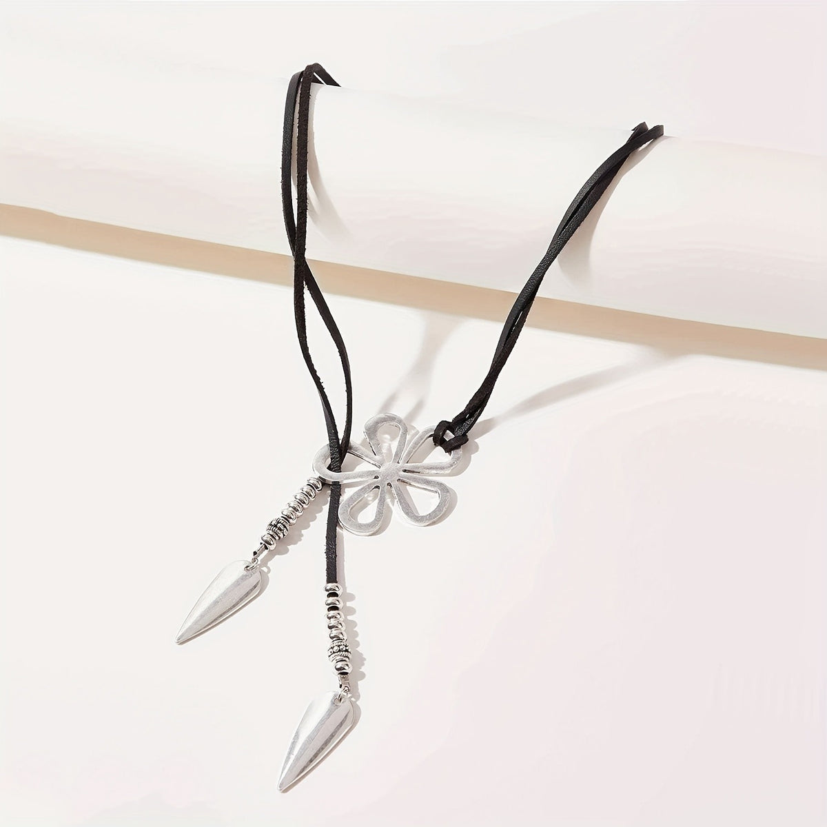 Boho Hollow Flower Leather Choker Necklace
