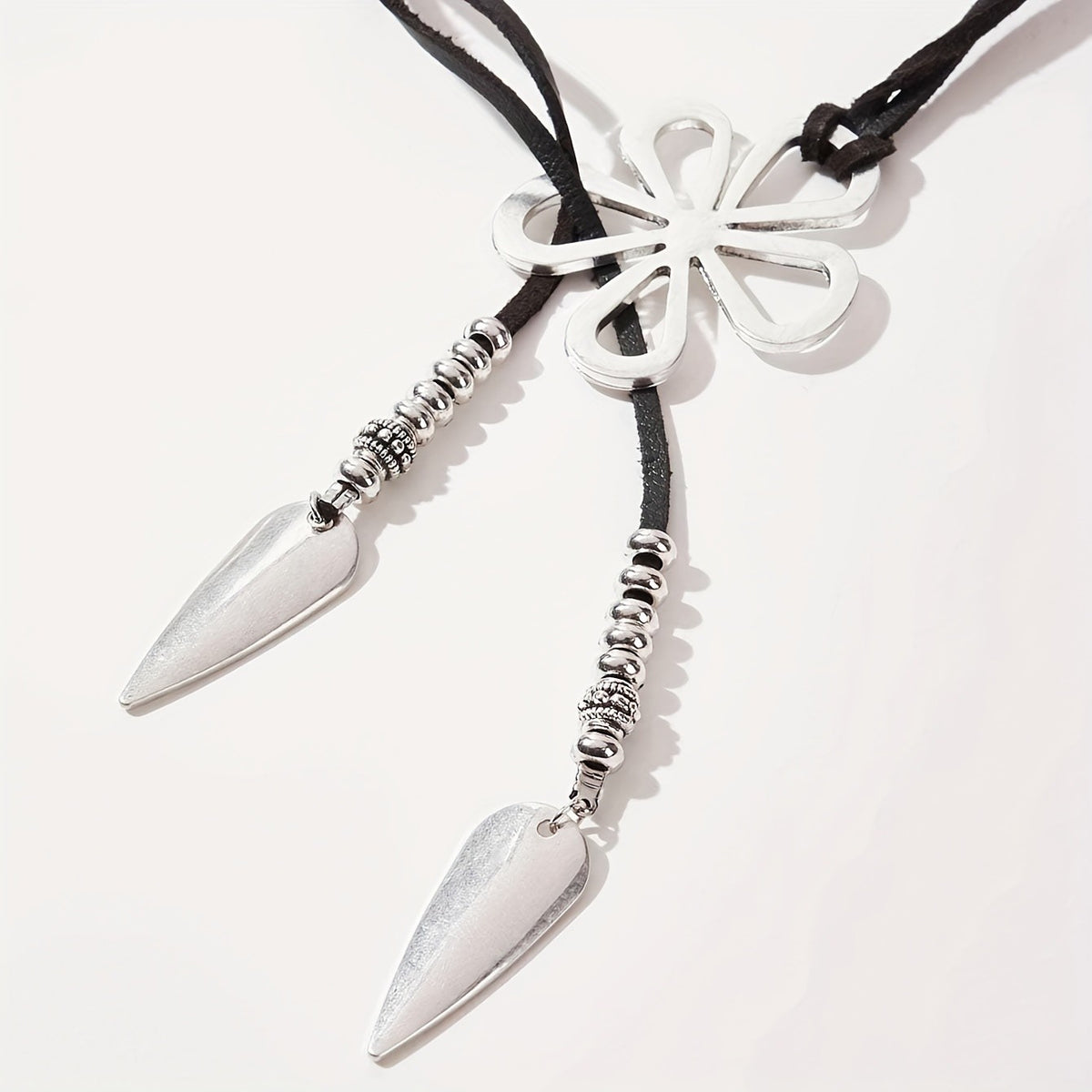 Boho Hollow Flower Leather Choker Necklace