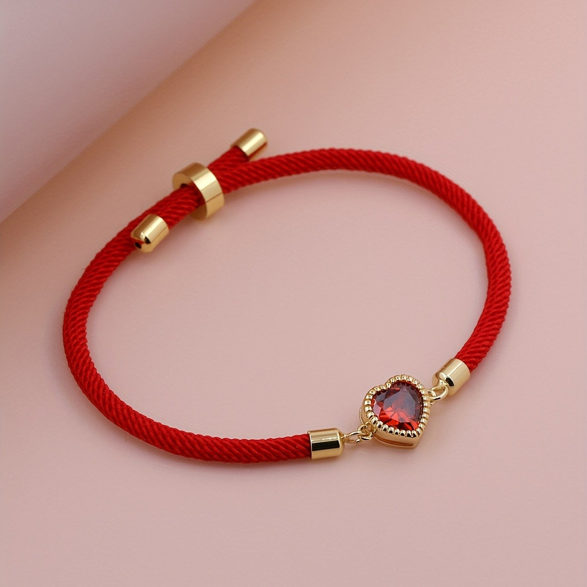 Romantic Red Heart Rope Bracelet