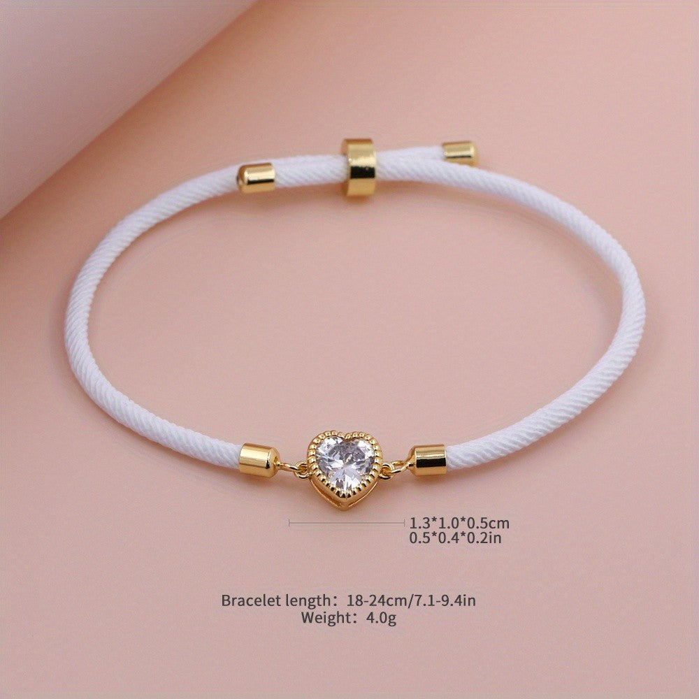 Romantic Red Heart Rope Bracelet
