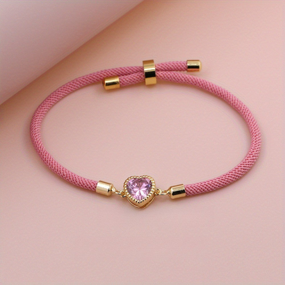 Romantic Red Heart Rope Bracelet