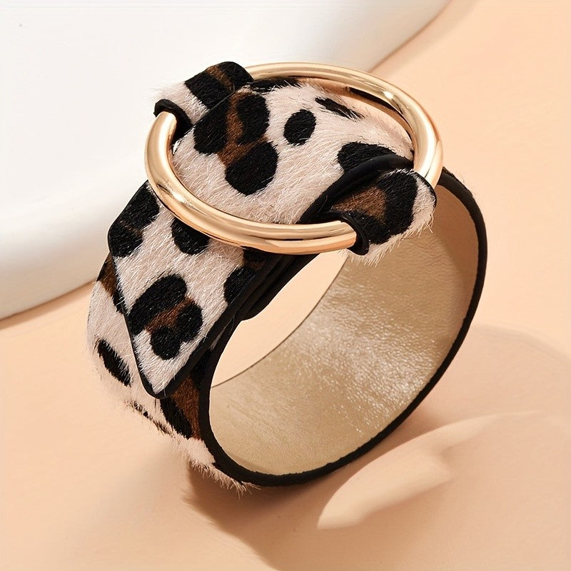 Elegant Leopard Print Cuff Bracelet