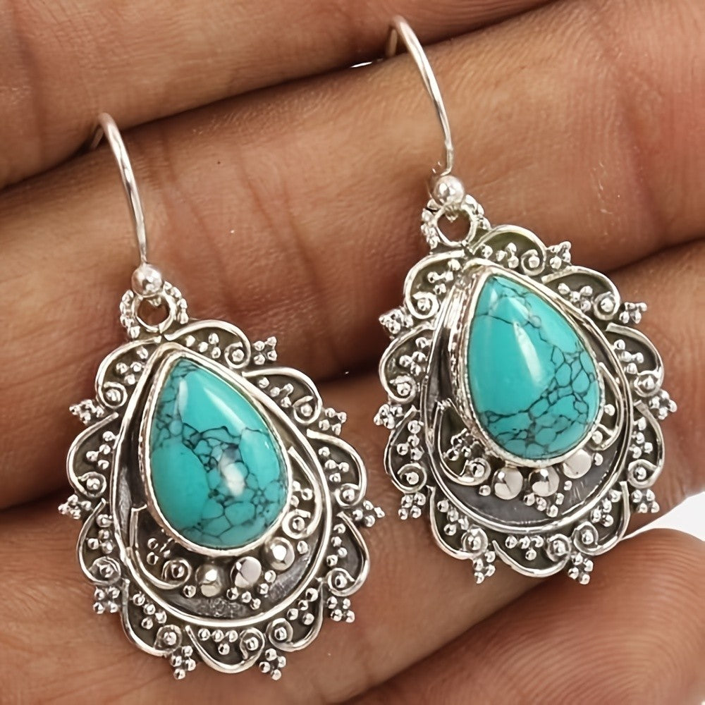 Boho Vintage Filigree Turquoise Earrings