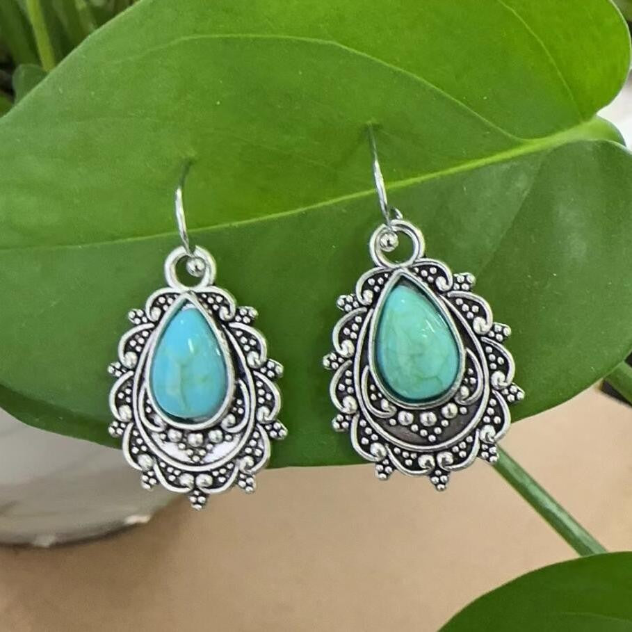 Boho Vintage Filigree Turquoise Earrings