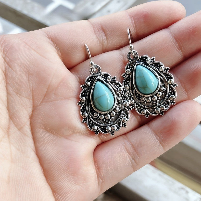 Boho Vintage Filigree Turquoise Earrings