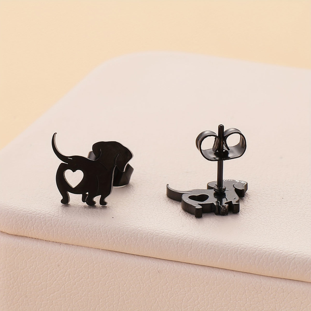 18k Dainty Dog Stud Earrings