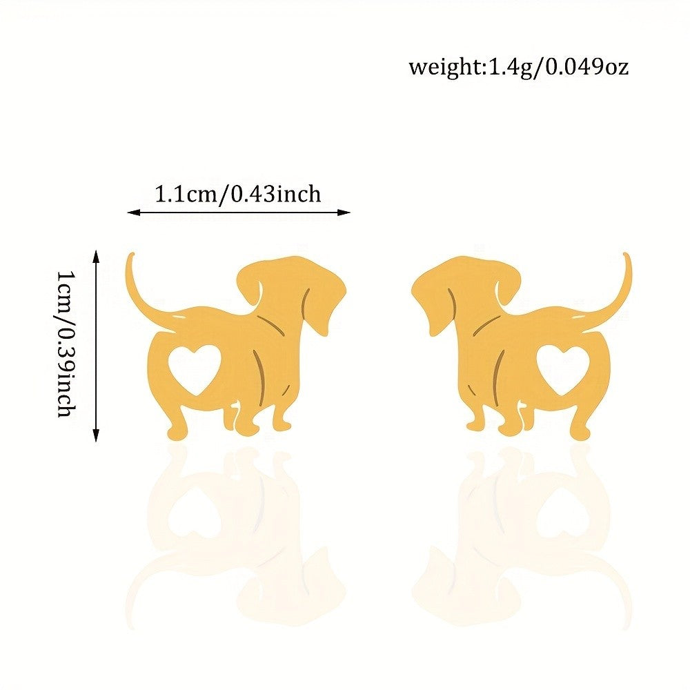 18k Dainty Dog Stud Earrings