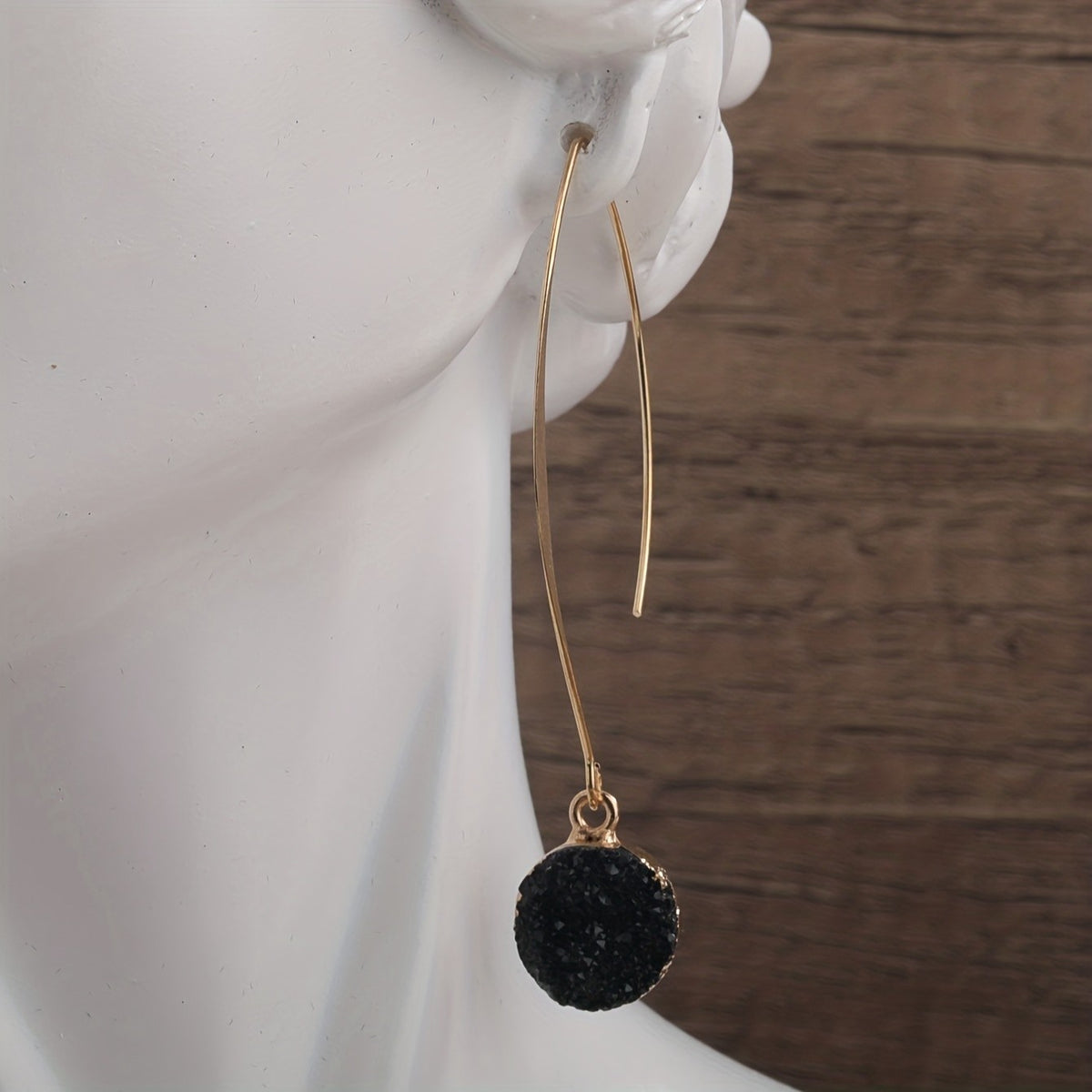 Boho Black Crystal Drop Earrings