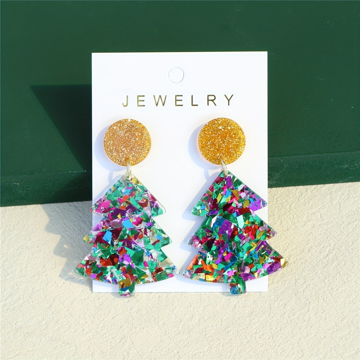 Festive Glitter Christmas Tree Earrings