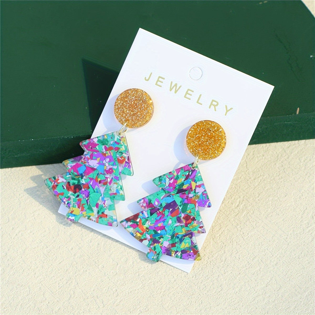 Festive Glitter Christmas Tree Earrings