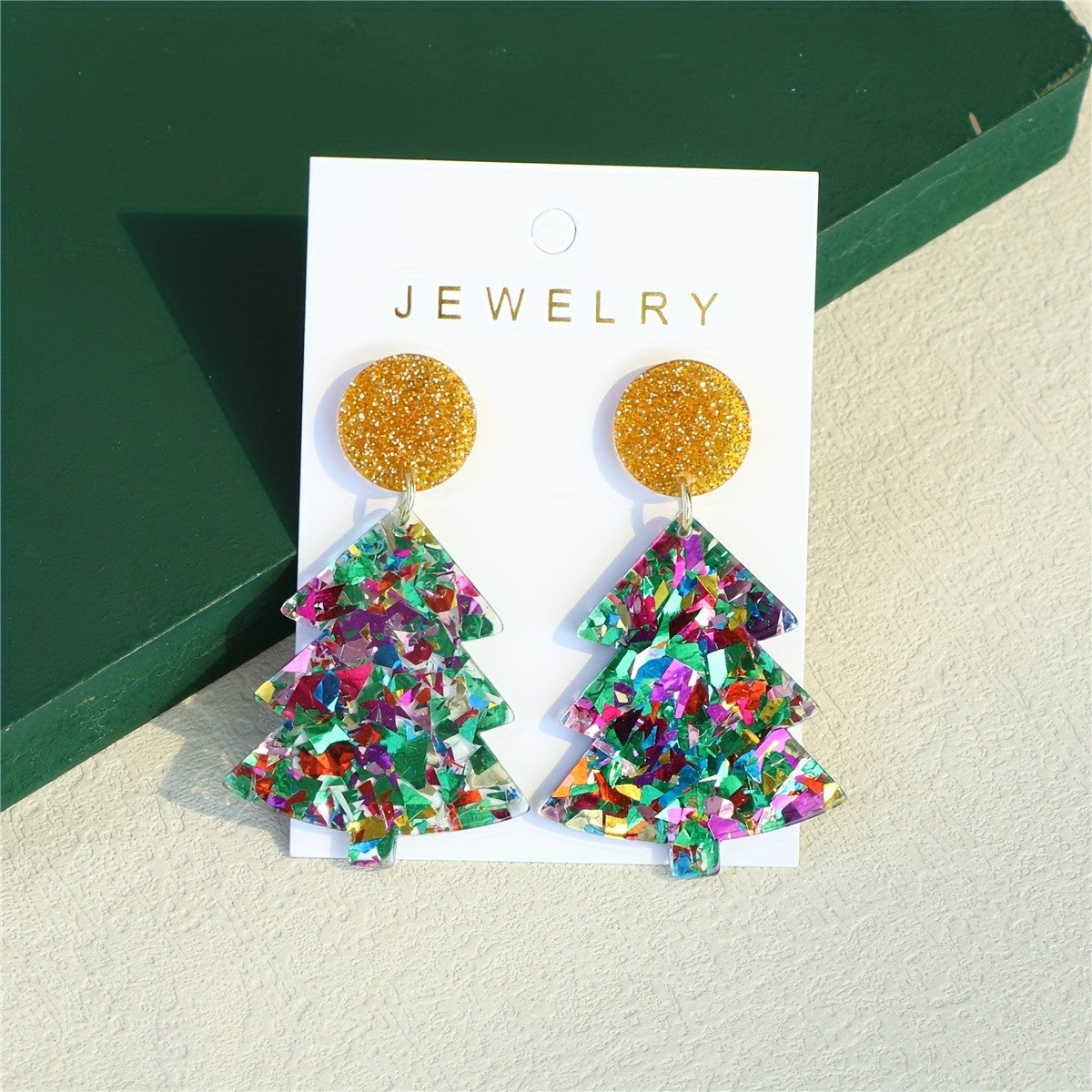 Festive Glitter Christmas Tree Earrings