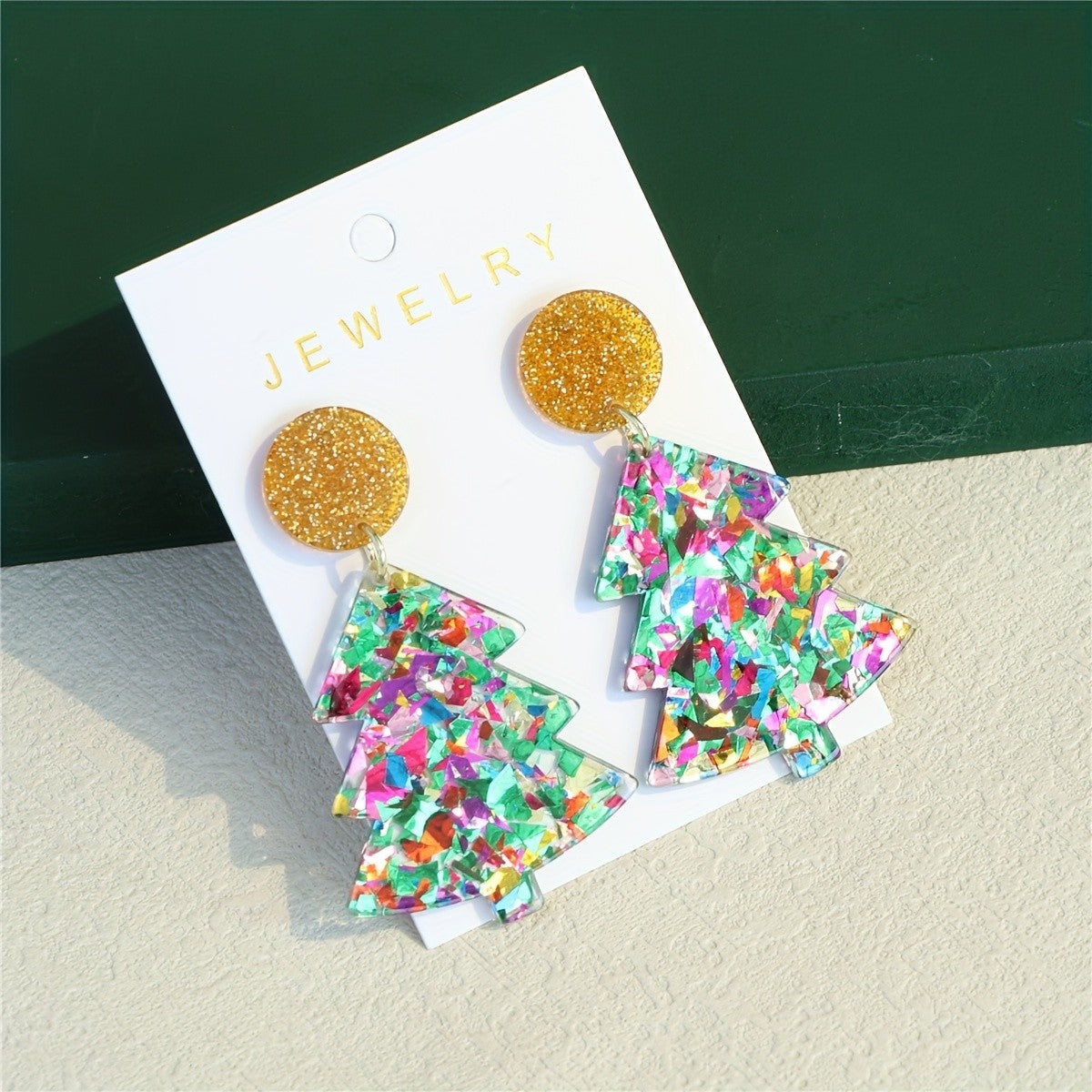 Festive Glitter Christmas Tree Earrings