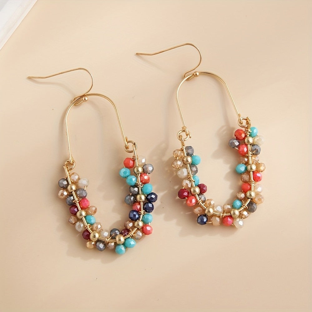 18k Boho Beaded Hoop Earrings
