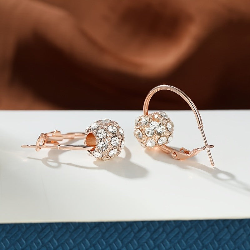 Dainty Rhinestone Ball Hoop Earrings