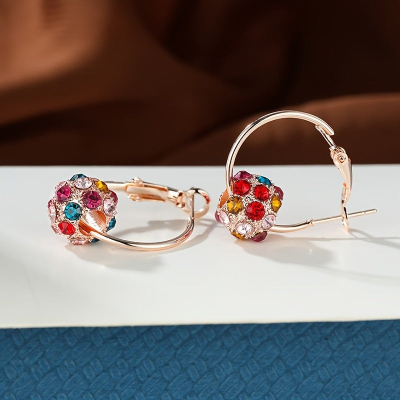Dainty Rhinestone Ball Hoop Earrings