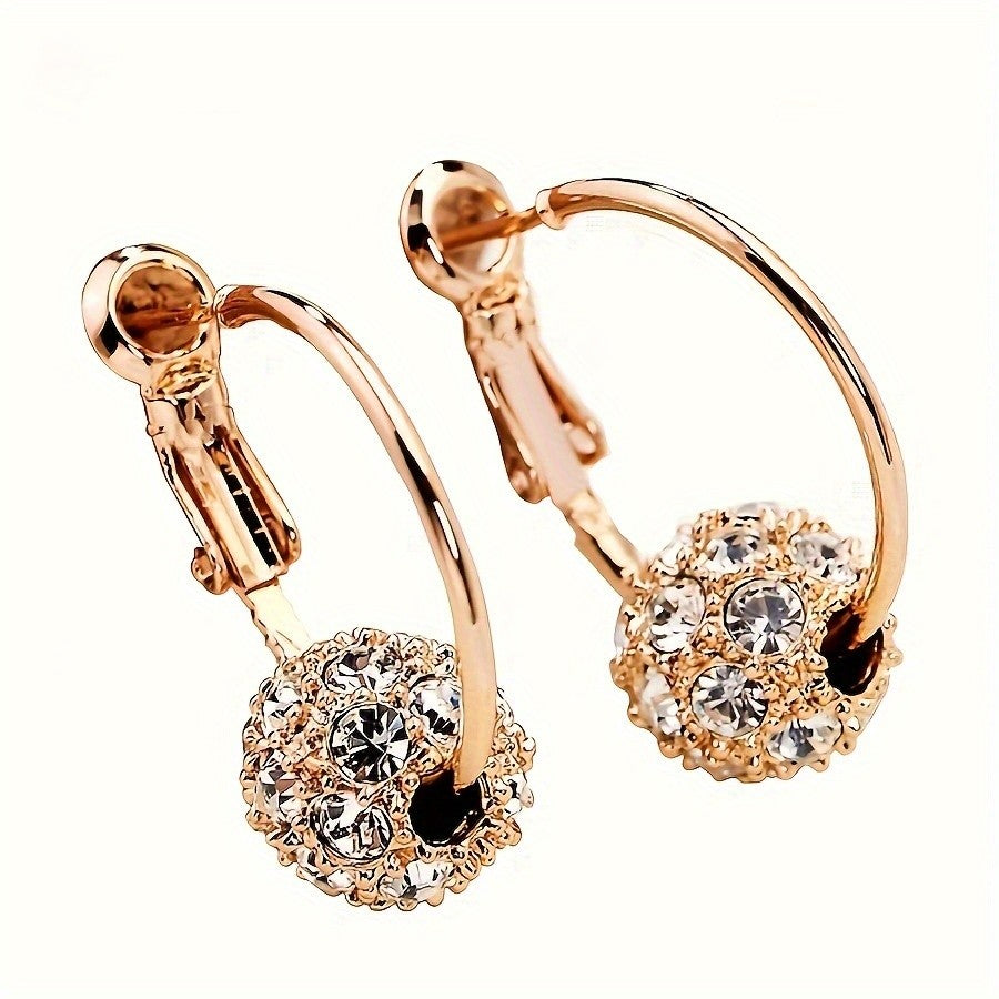 Dainty Rhinestone Ball Hoop Earrings