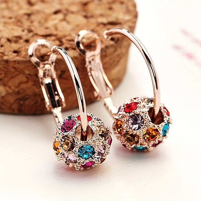 Dainty Rhinestone Ball Hoop Earrings