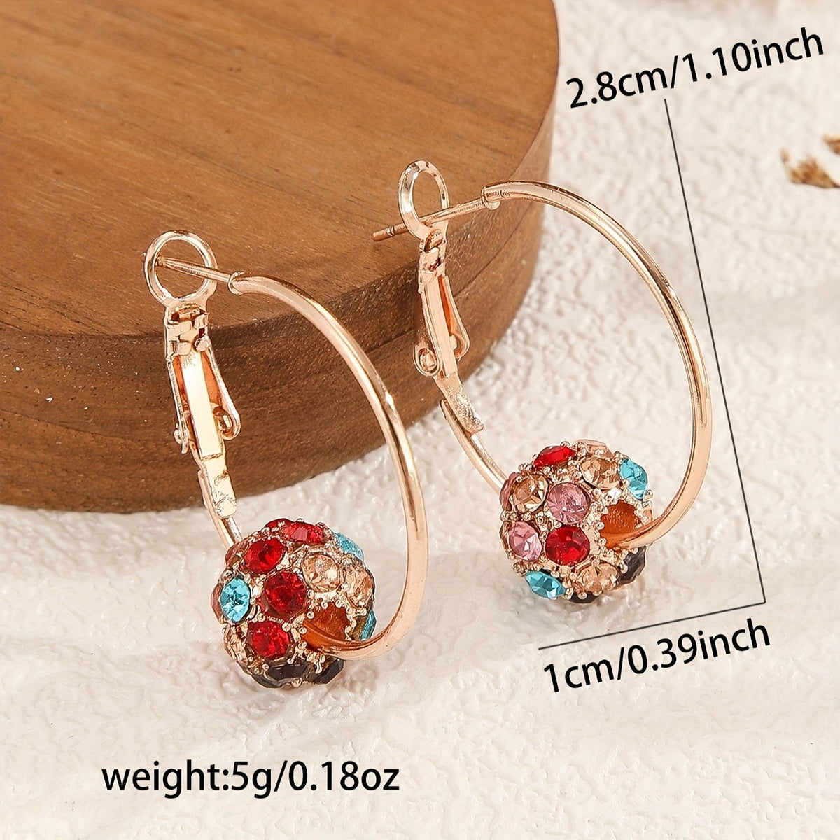 Dainty Rhinestone Ball Hoop Earrings