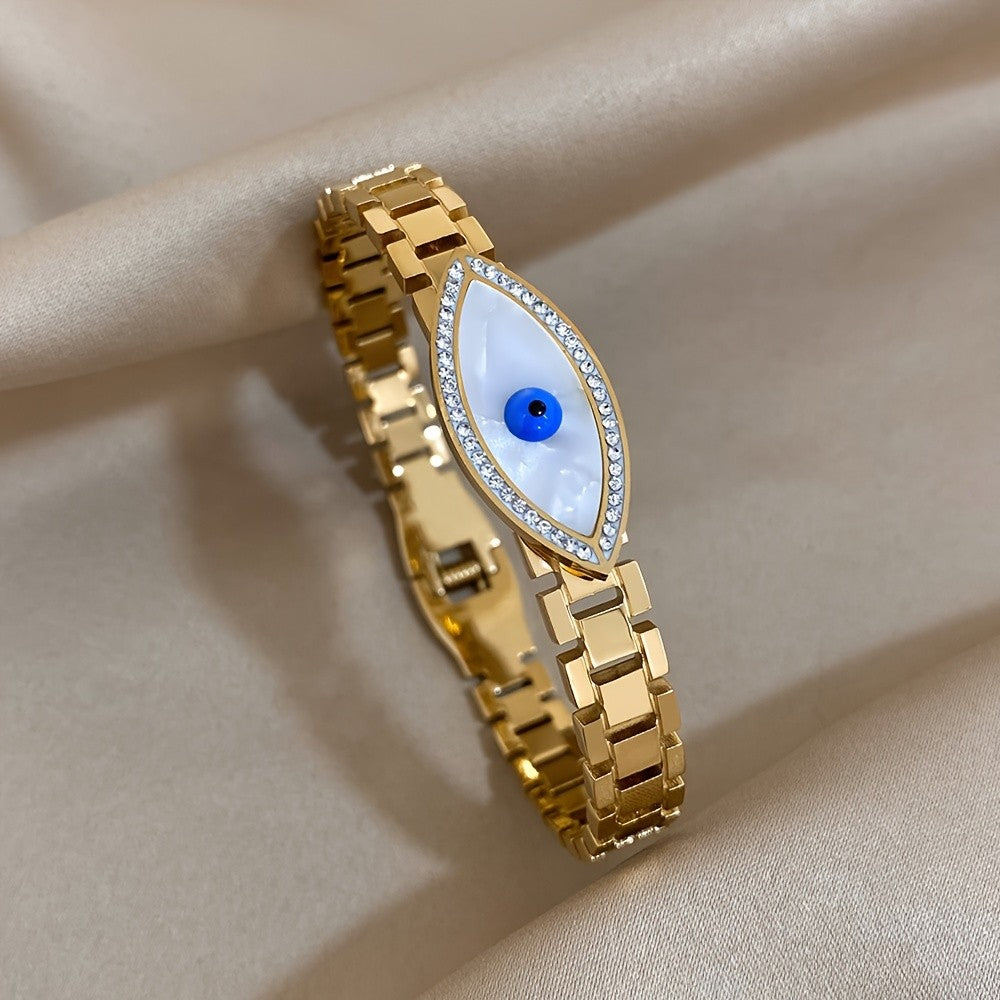 18k Classy Rhinestone Evil Eye Bracelet