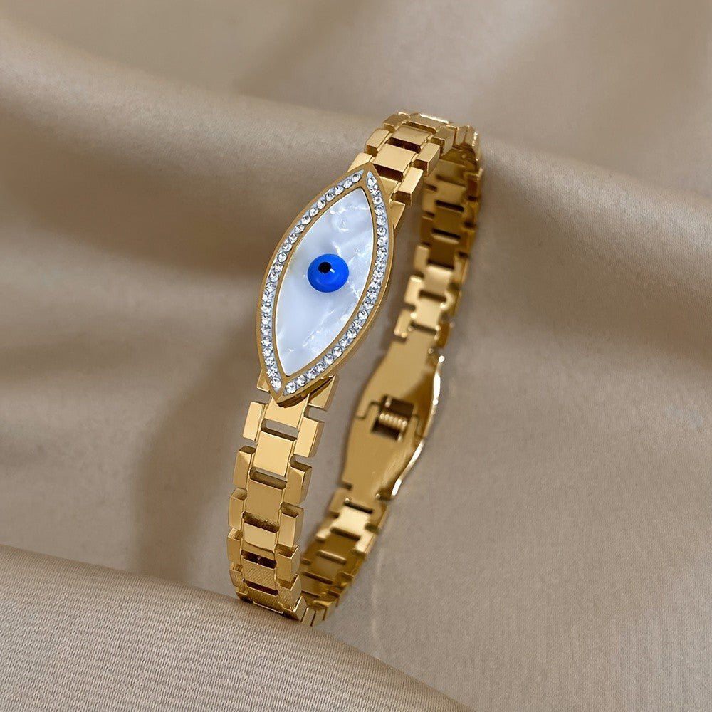 18k Classy Rhinestone Evil Eye Bracelet