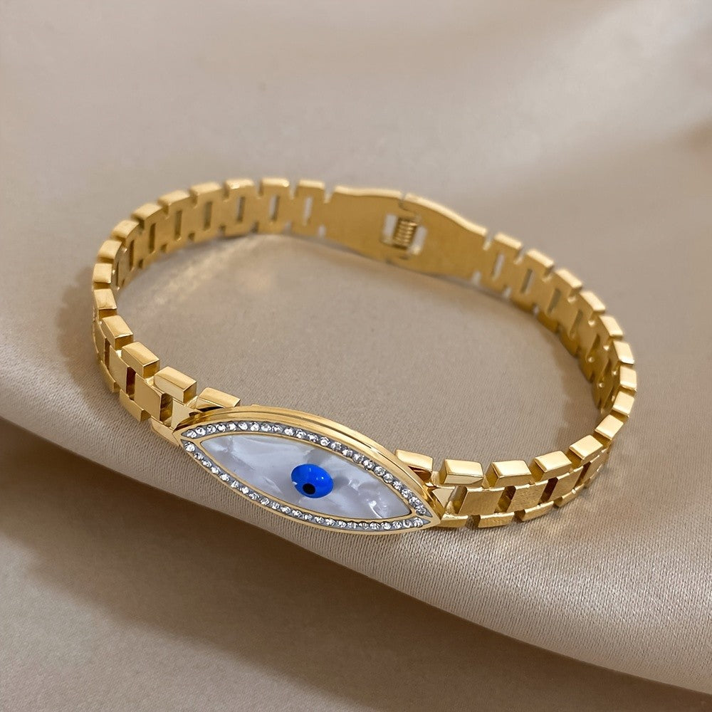 18k Classy Rhinestone Evil Eye Bracelet