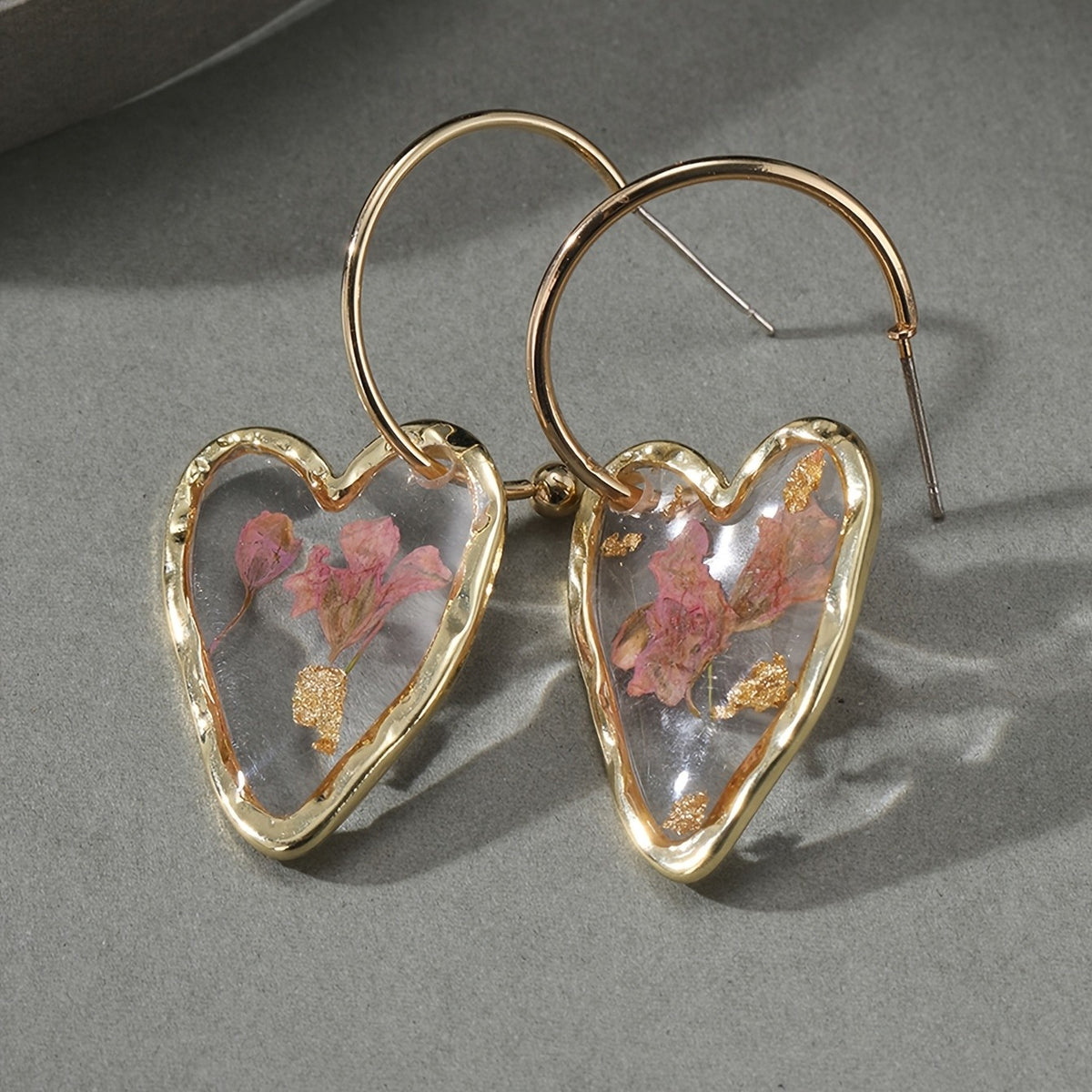 18k Romantic Resin Heart Hoop Earrings