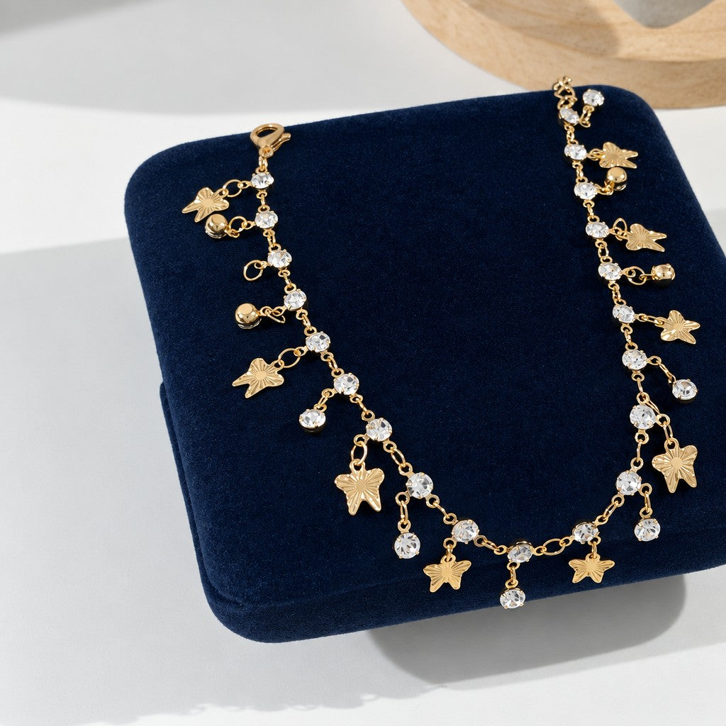 Dainty Butterfly Charm Anklet
