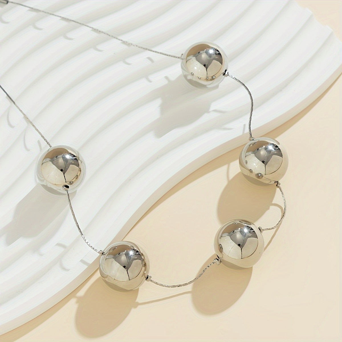 Classy Silver Round Bead Necklace