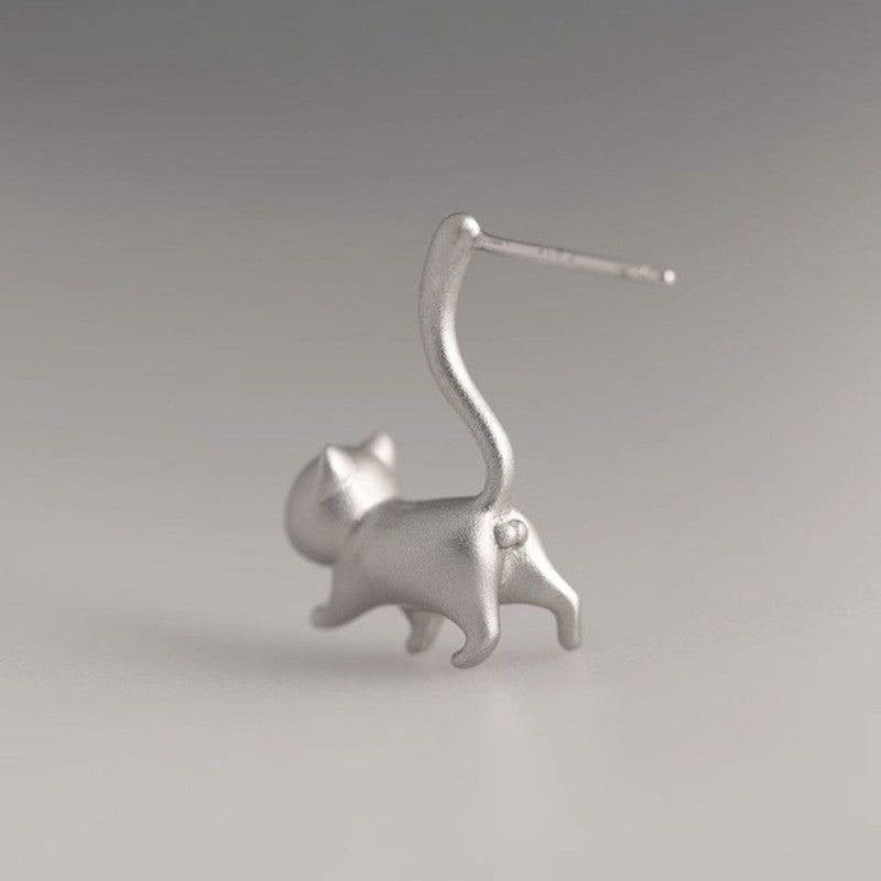 Dainty Walking Kitten Stud Earrings