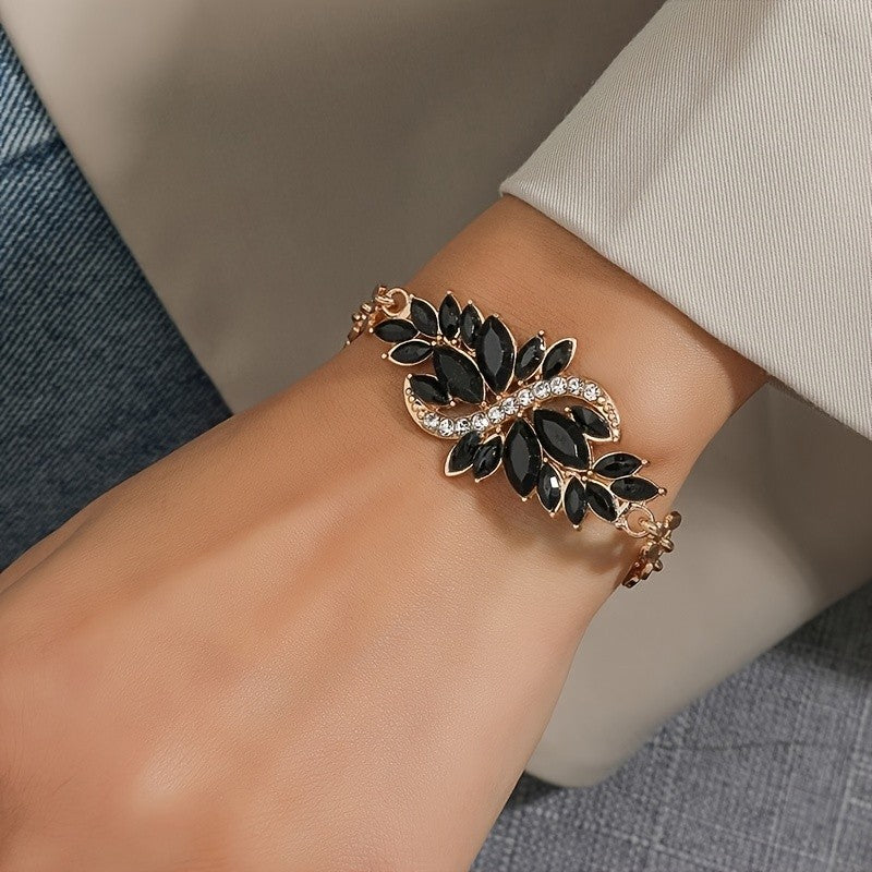 Classy Blue Leaf Statement Bracelet
