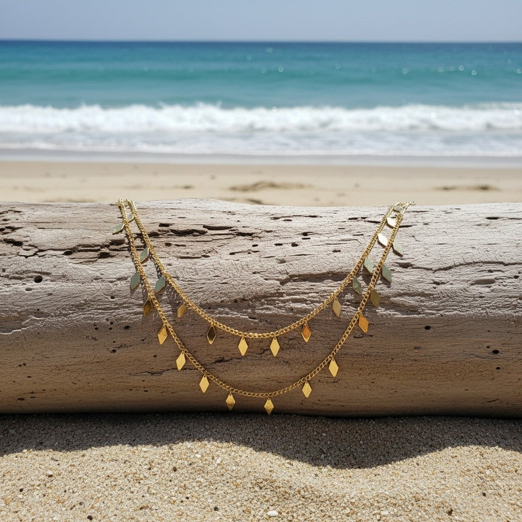 14k Dainty Double Layer Choker Necklace